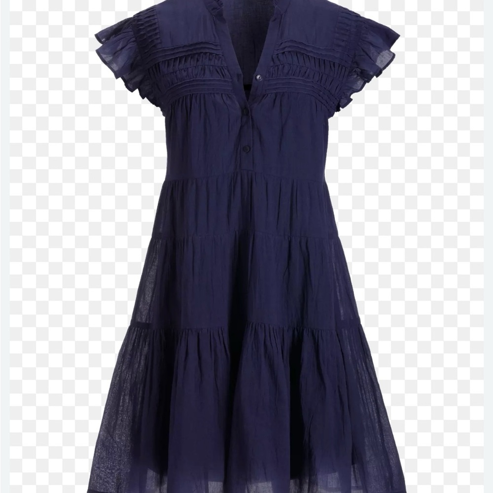 Boston Proper Tiered Shift Dress Womens Ruffle High Neck Detachable Slip